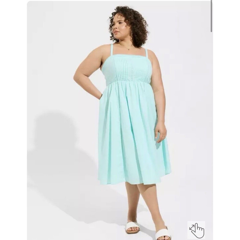 Torrid Women’s 4X Blue Sleeveless Sundress Pintuck Lace Trim NWT Summer Dress